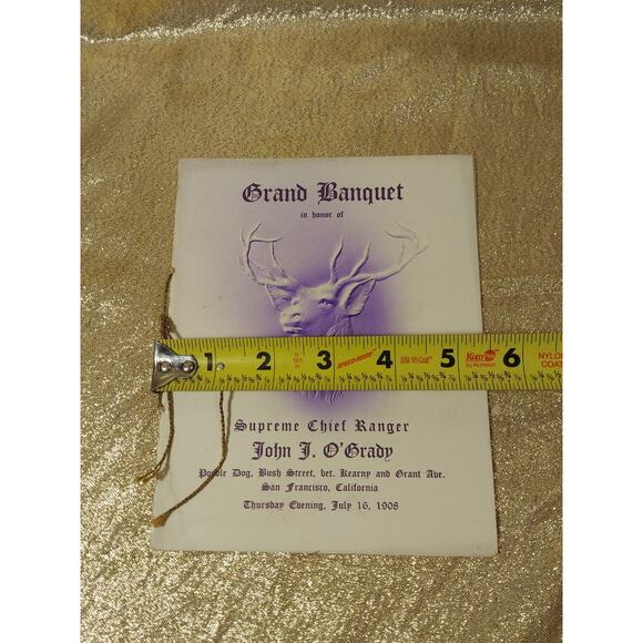 RARE Program Menu, 1908 Grand Banquet Supreme Chief Ranger Foresters Of America - Picture 11 of 11